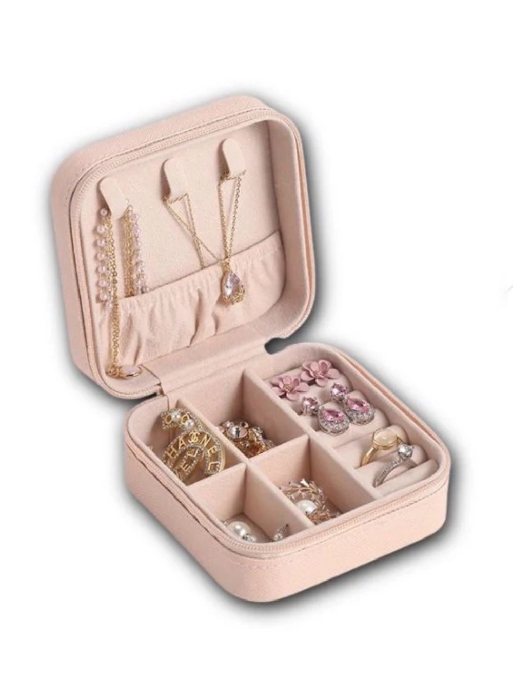Travel Jewelry Organizer Case in Blush Pink